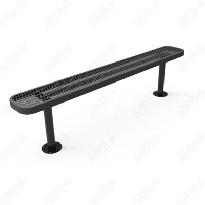 Banc de parc portatif robuste en métal enduit de 4 pieds - noir sans dossier