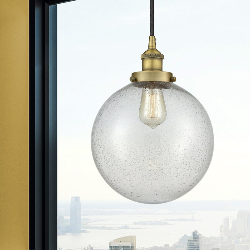 Luminaire suspendu simple à 1 lumière Frederick, Laiton brossé