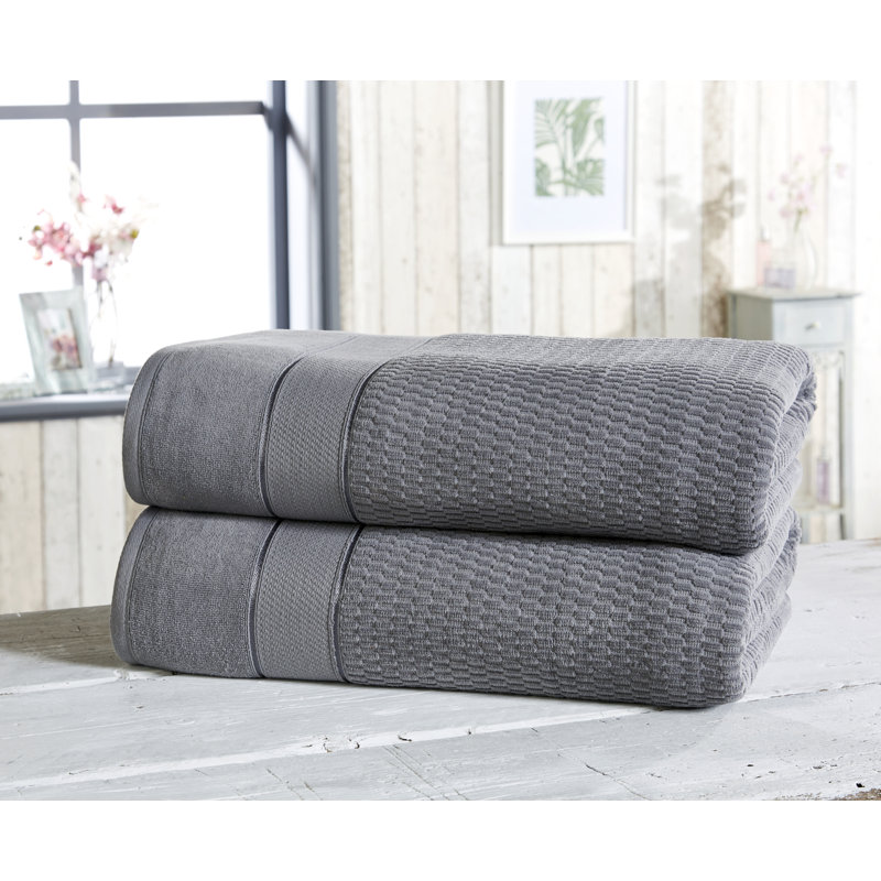 Asare 100% Cotton Midweight Waffle Bath Sheet, Grey