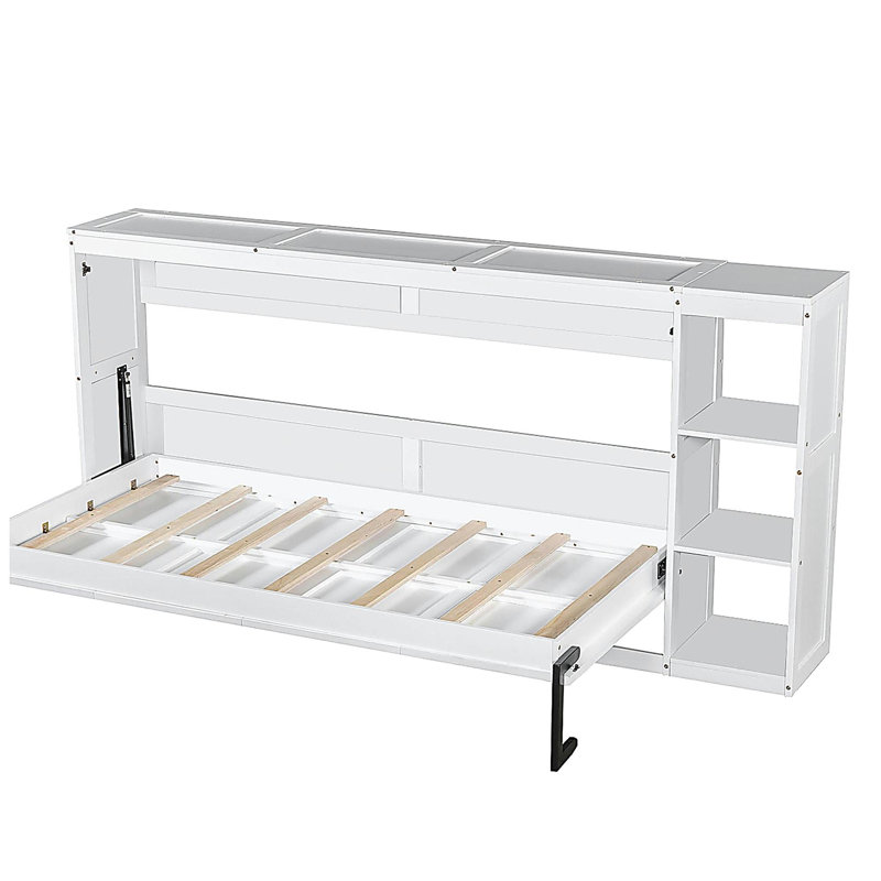 Murphy bed with bookshelf, Twin, White
