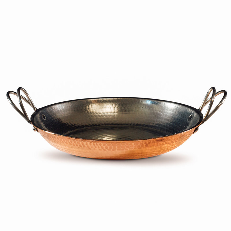 Poêle à paella en cuivre d'Alicante, 12 po, H 2 po x l 12 po x P 12 po