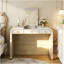 Bureau de coiffeuse en bois avec miroir rabattable, coiffeuse avec 2 tiroirs de rangement pour la chambre à coucher