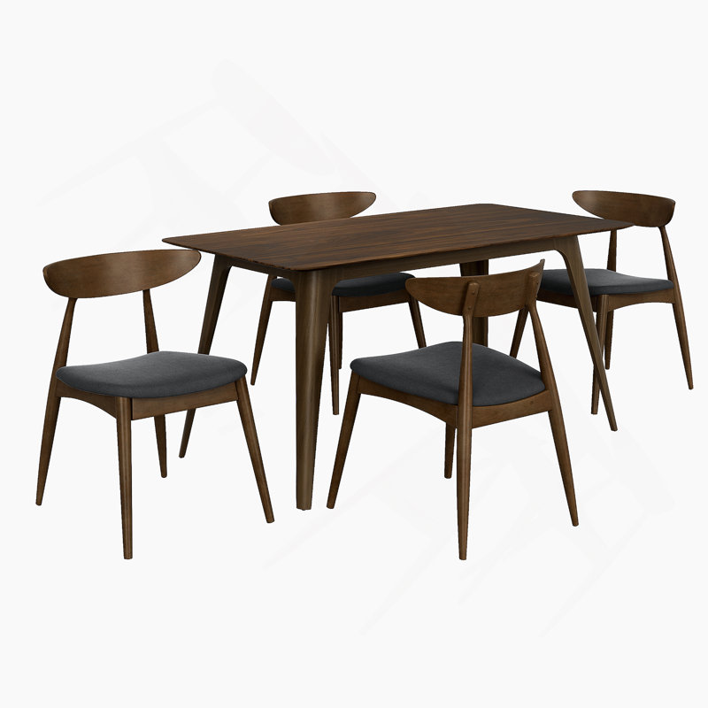 Ensemble de table de salle à manger 5 pièces, 1 table et 4 chaises d'appoint, Charcoal