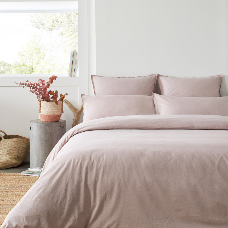 Cotton Solid Colour Duvet Cover, Old Rose