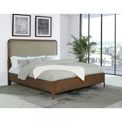 Walnut Upholstered Eastern King Panel Bed