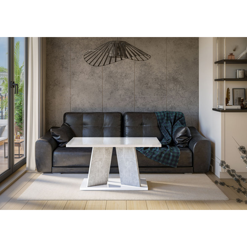 Pedestal Coffee Table with Storage, White