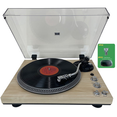 CrosAudio Vintage Belt‑Drive Turntable, 2‑Speed Vinyl Record Player With Bluetooth, Preamp, RCA Output, Spare Belt and Stylus