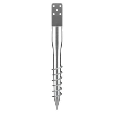 VEVOR No Dig Ground Anchor, 1 Pack 3.94 x 2.76 x 27.56 in DIY Screw in Post Stake, Includes 6 Lag Bolts & a Rebar, U-Shape Heavy Duty Steel Post Holder, Great for Mailbox Posts and Fence Posts
