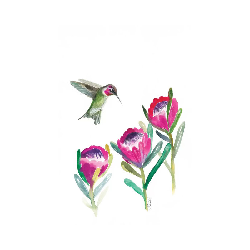 Floral Hummingbird - Wrapped Canvas Print, 66.04 cm H x 45.72 cm W x 1.91 cm D