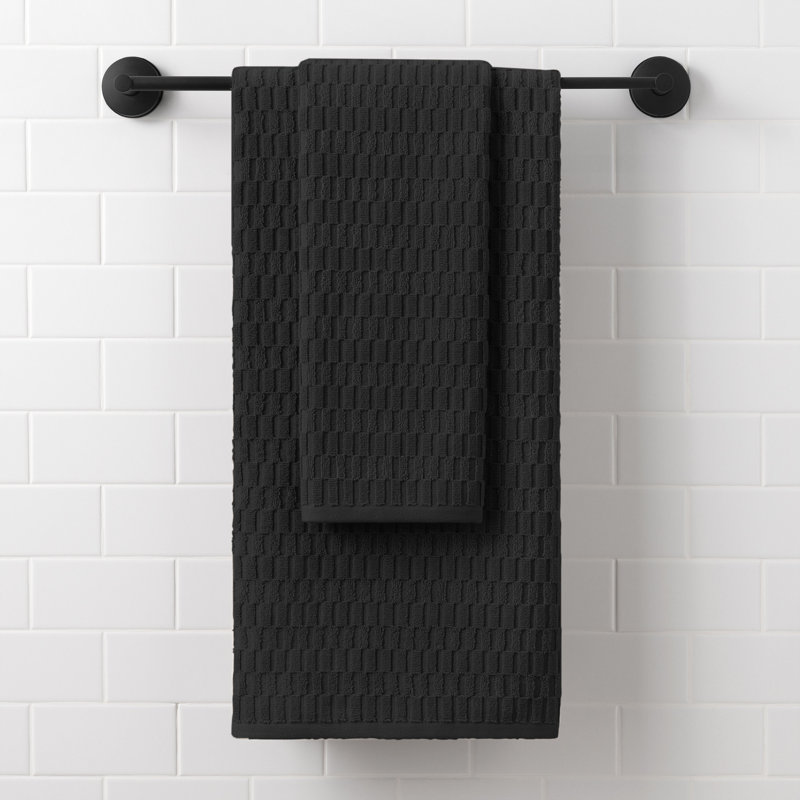 DKNY Metro Tile Quick Dry Bath And Hand Towel 4-Piece Set, Black