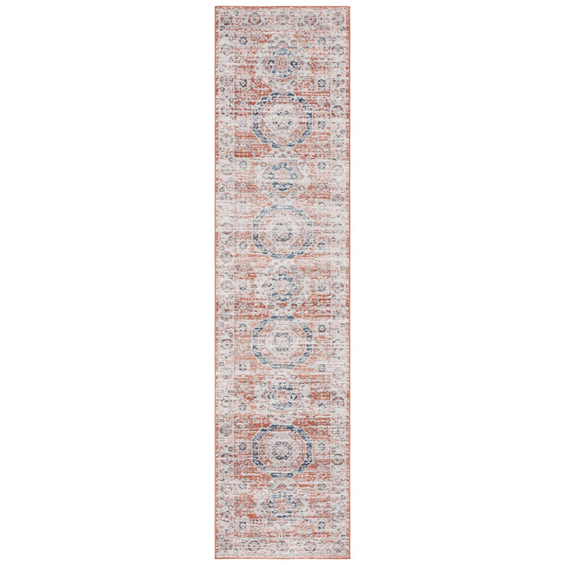 Jubilee Oriental Rust/Ivory/Blue Area Rug, Runner 2'2" x 9'