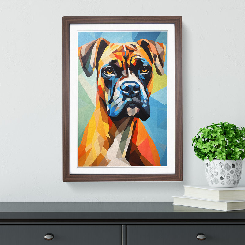 Boxer Dog Cubism - Framed Print, Walnut, 34cm H x 25cm W x 2cm D