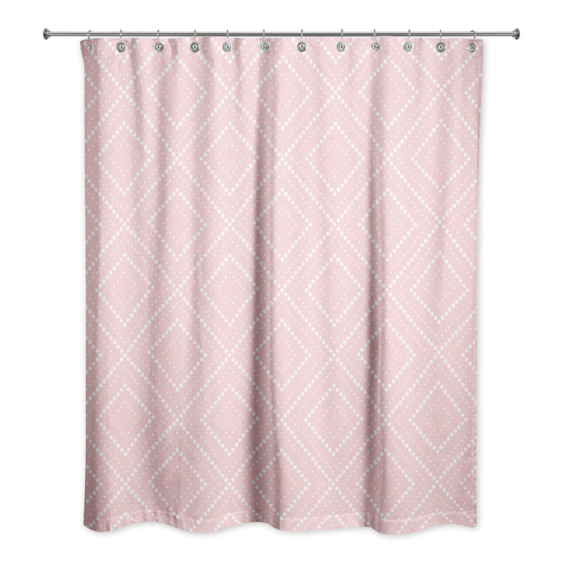Rideau de douche simple à motif géométrique, Rose / blanc