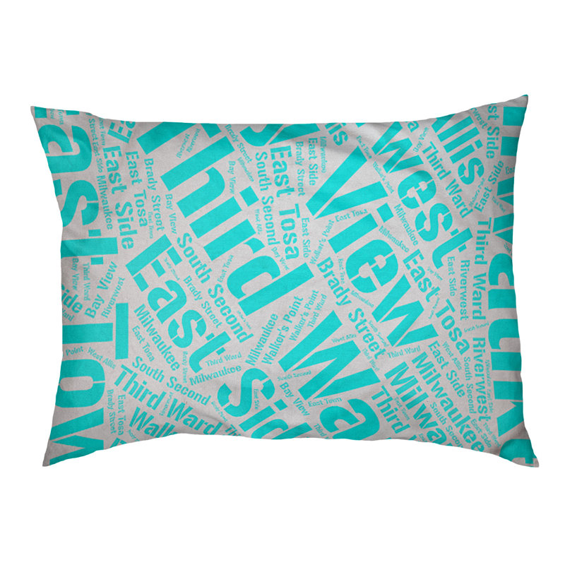 Coussin de chien « districts », Très grand (H 17 po x l 50 po x P 40 po), Cyan, Milwaukee