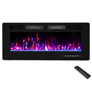 42" Recessed and Wall Mounted Electric Fireplace - Ultra-Thin 1500W Heater with 12-Color Flame Effect