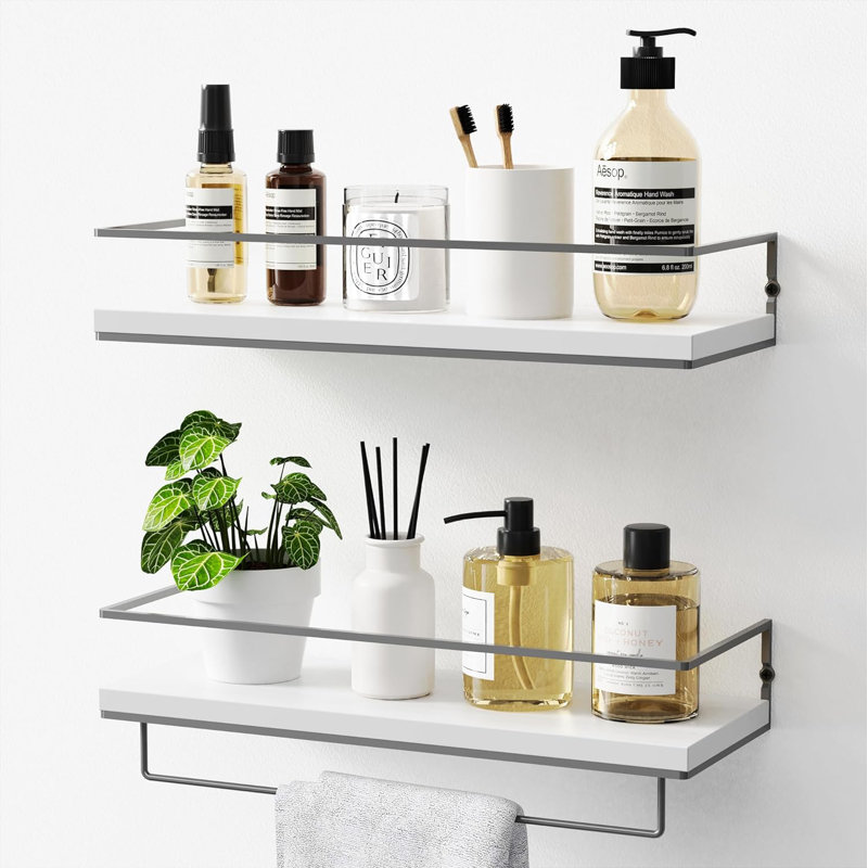 Étagères de salle de bain au-dessus des toilettes, Blanc / gris