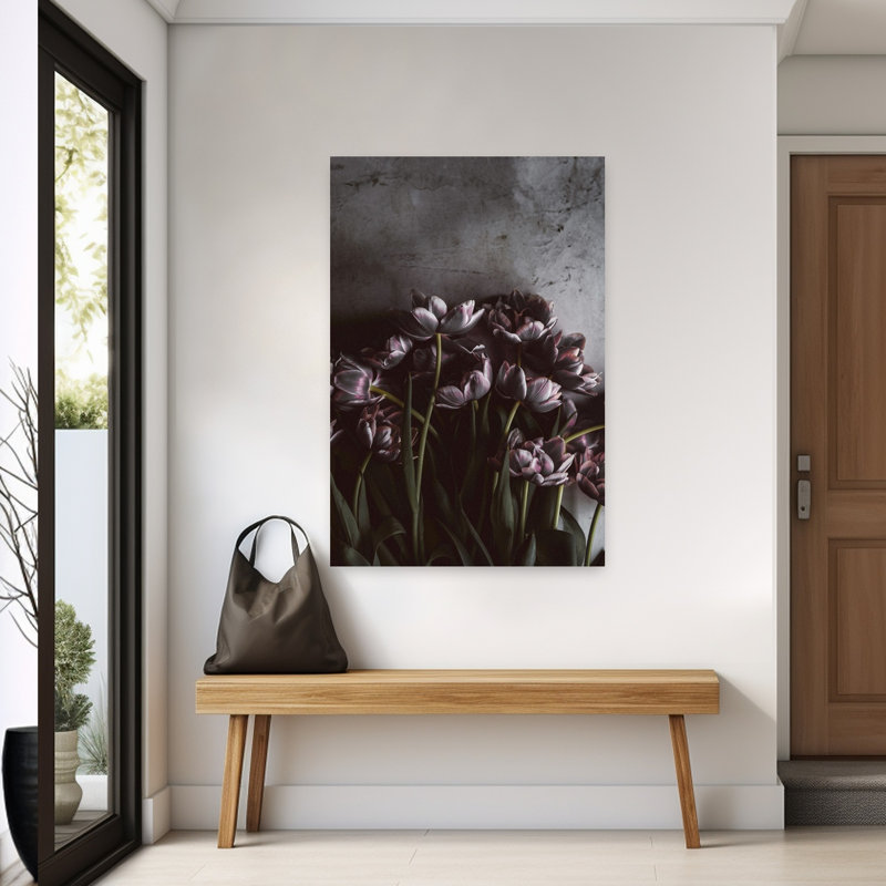 Tulipes foncées, art contemporain de tulipes, H 60 po x l 40 po