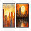 Coucher de soleil coucher de soleil sur une grande ville - gratte-ciel, ensemble de 2 impressions sur toile-1833446972-1833446969
