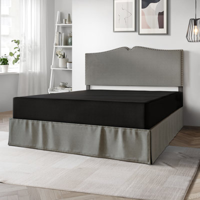 Tawnya 8'' Wood Box Spring with Black Linen Cover