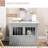 Triple Doors Small Dog Crate, And Functional, Grey Kennel End Table, For Dogs,