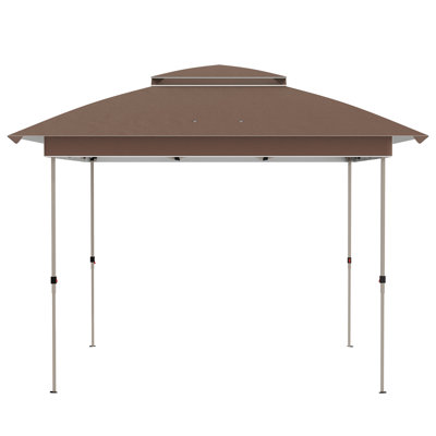 Outdoor Sun Shade Canopy With Netting And Carry Bag, 12' X 12', Khaki, Adjustable Height, 137 Sq.Ft For Patio Pop Up Gazebo Mesh