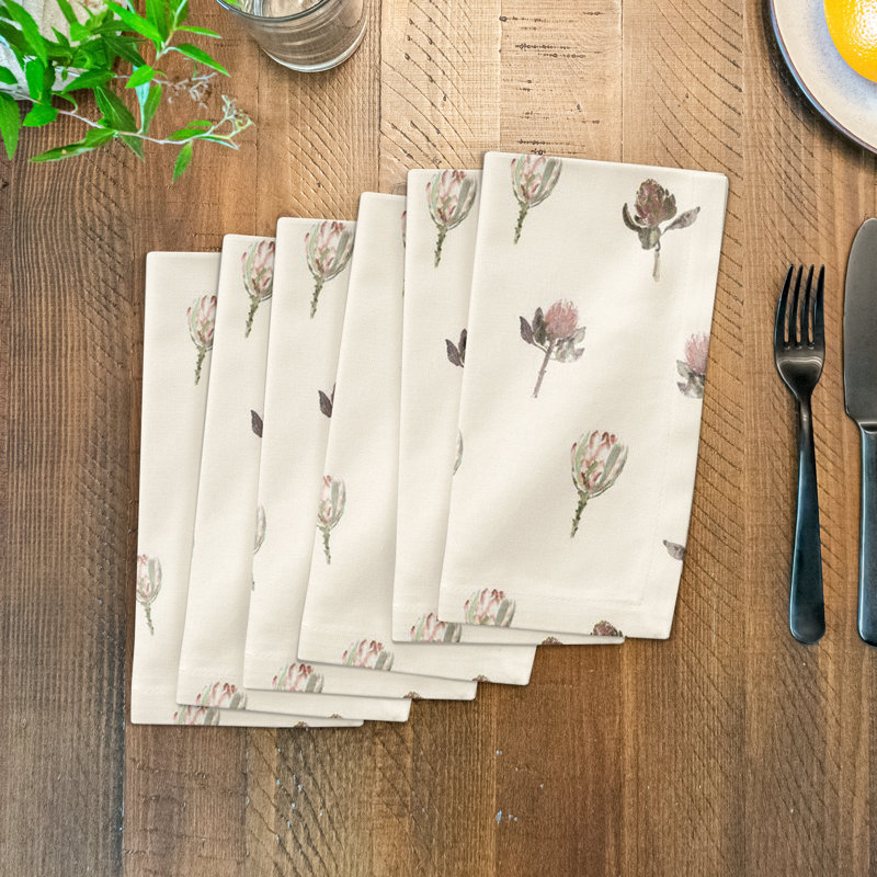 Floral Rectangle Napkin, Cream