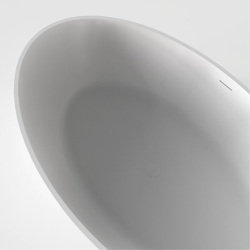 Baignoire de trempage autoportante à surface solide de 67 pouces pour salle de bain, Blanc mat
