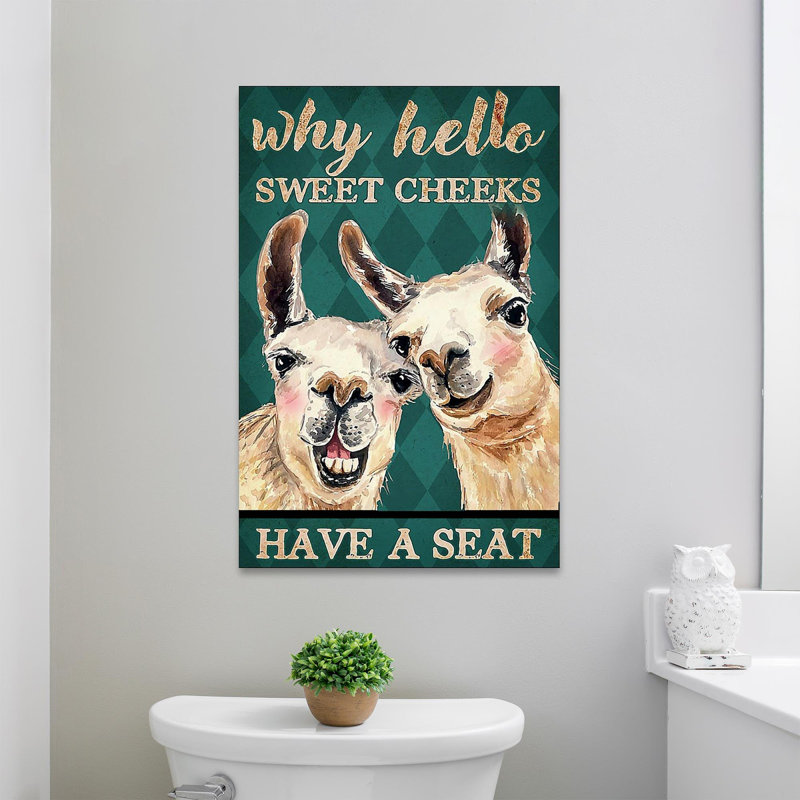 «Why Hello Sweet Cheek's Have a Seat Llama Lover», impression sur toile tendue, H 14 po x l 11 po x P 1,25 po