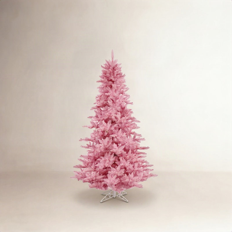 Arbre de Noël artificiel en sapin rose, H 4,5 pi x l 34 po