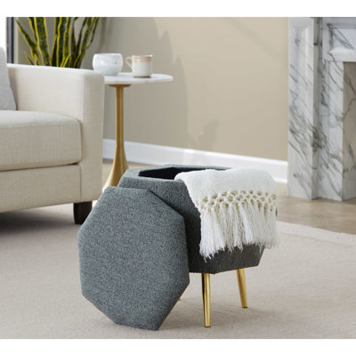 Tissu multiusage avec pieds en métal doré, rangement à couvercle amovible, 17 po de largeur, 16 po de profondeur, 17,95 po de hauteur, assemblage requis Poids du produit: 12 lb
