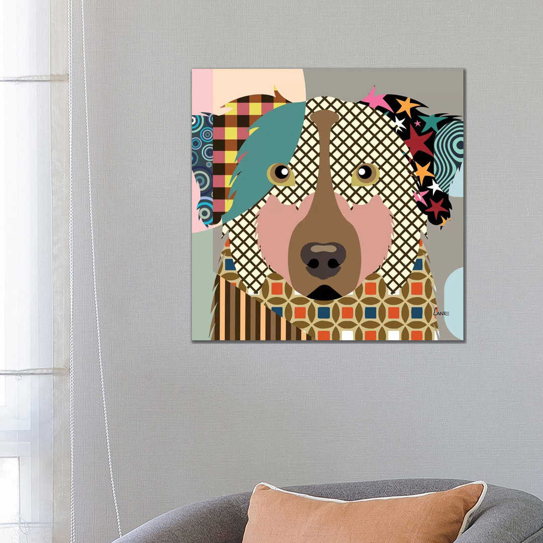 Australian Shepherd by Lanre Studio - Wrapped Canvas Print