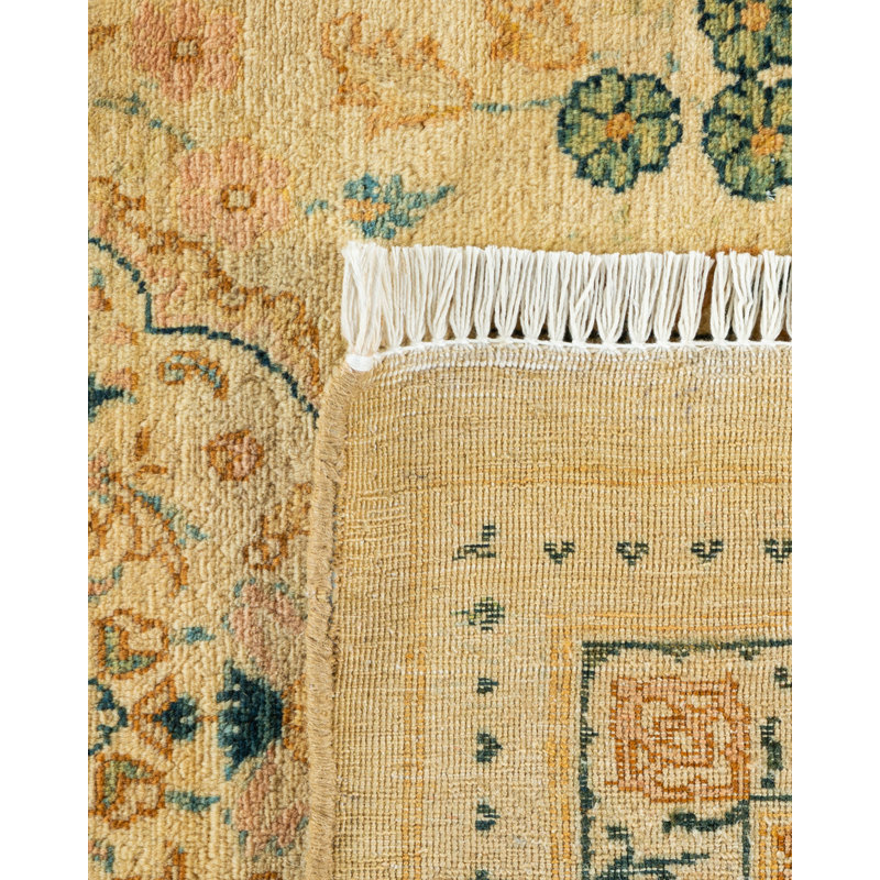 Keenan One-of-a-Kind Hand-Knotted Beige/Green Area Rug 6' x 9'2"