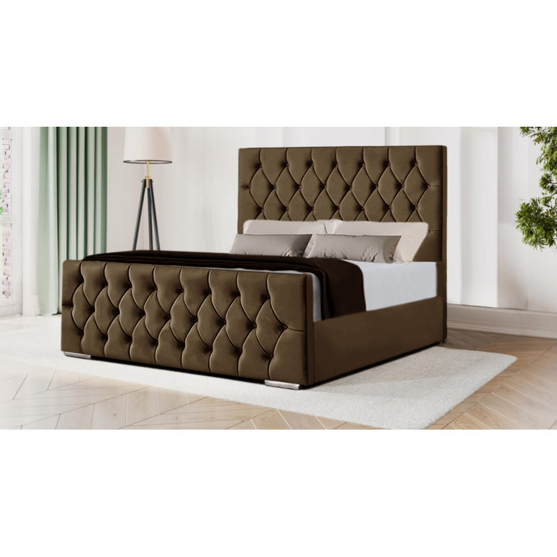 Avaleen Upholstered Bed, Double (135 x 190 cm), Brown