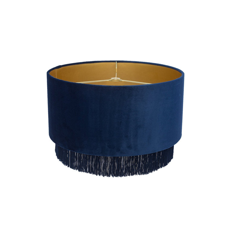 Abat-jour tambour en velours (araignée), Bleu marine, H 10,24 po x l 15,75 po x P 15,75 po
