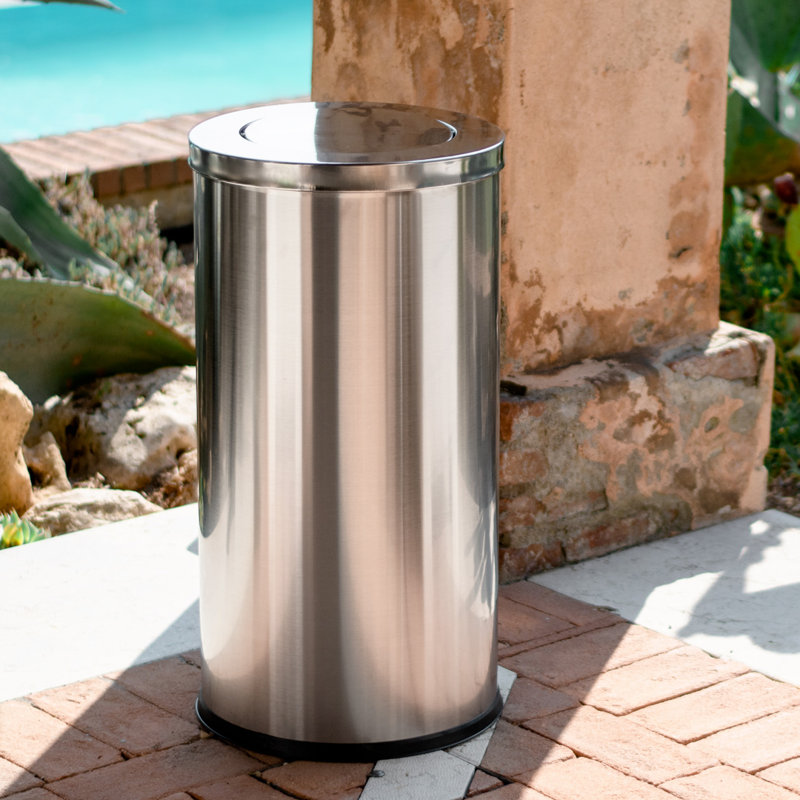 Braylock Steel Swing Top Kitchen Trash Can - 52L, Silver