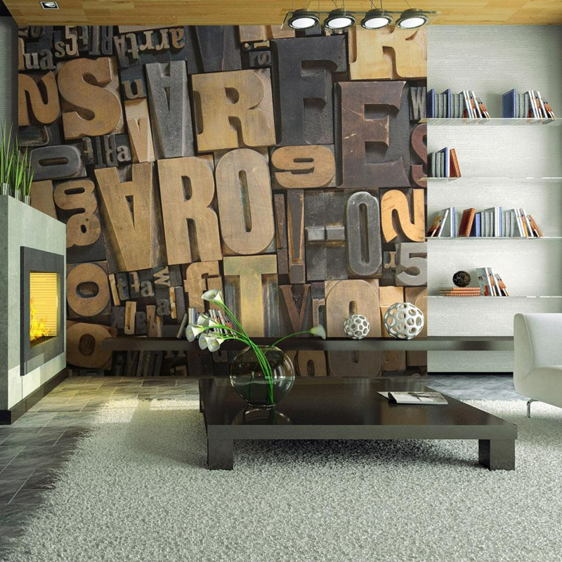 Murale lettres en bois Eymen, L 121 po x l 157 po