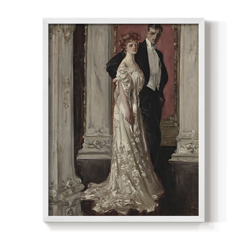 Vintage Portrait Print XCIII Framed Print - Solid Wood, H 11 po x l 9 po, Blanc
