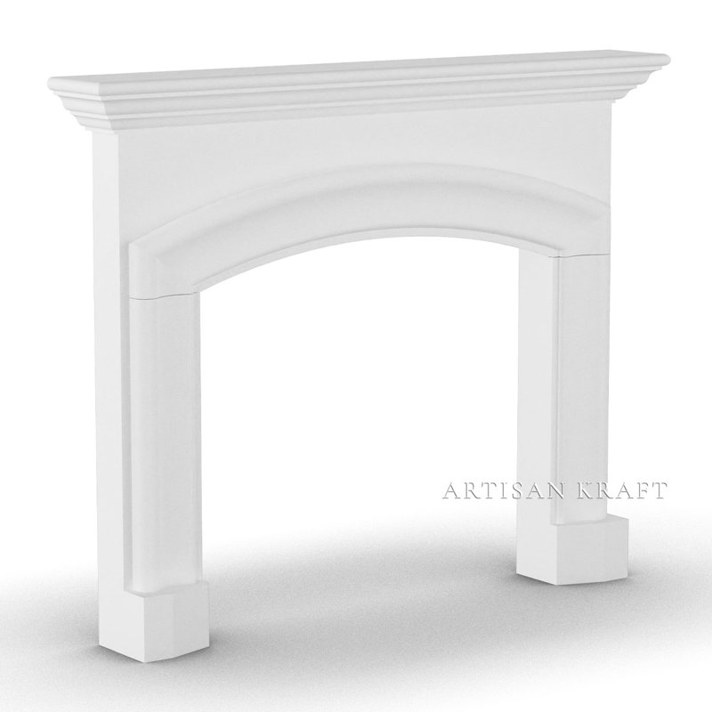 Hand Carved Cast Stone Fireplace Surround, Natural, 9" D x 52" H  x  63" W