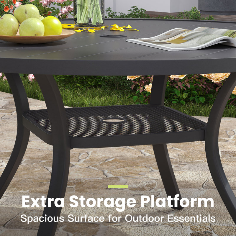 47" Round Patio Dining Tabe, Black