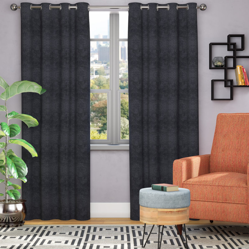Phillipa Thermal Room Darkening Curtain, 52" W x 96" L, Grey