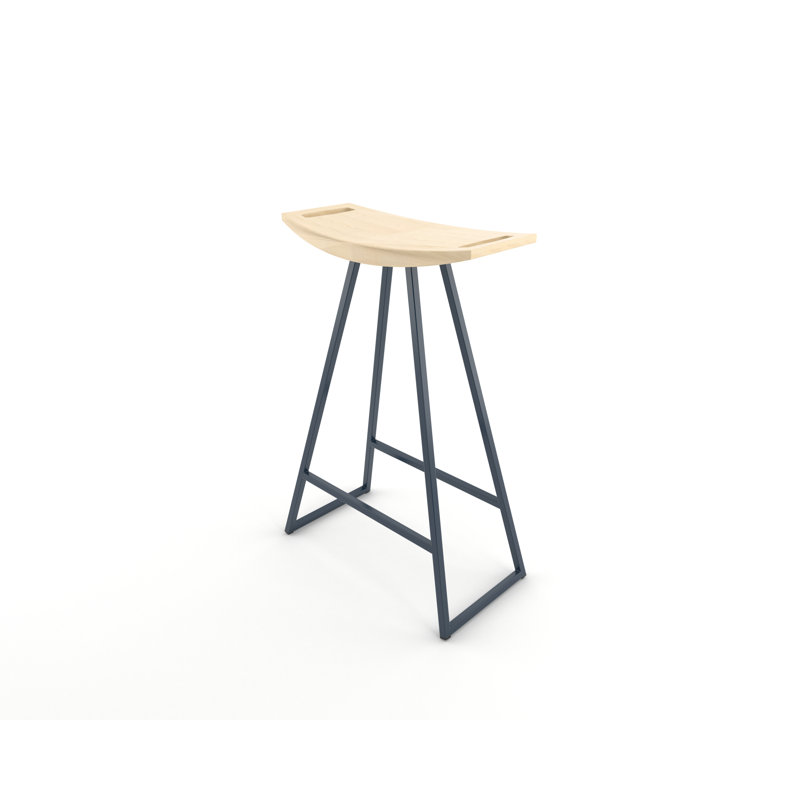 Robert Counter Stool with Metal Frame, Maple, Counter Stool (24" Seat Height), Navy