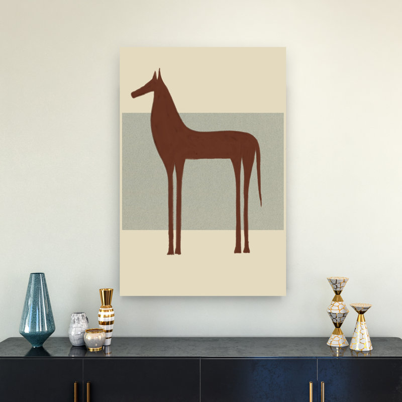 Art mural minimaliste, cheval brun abstrait minimaliste