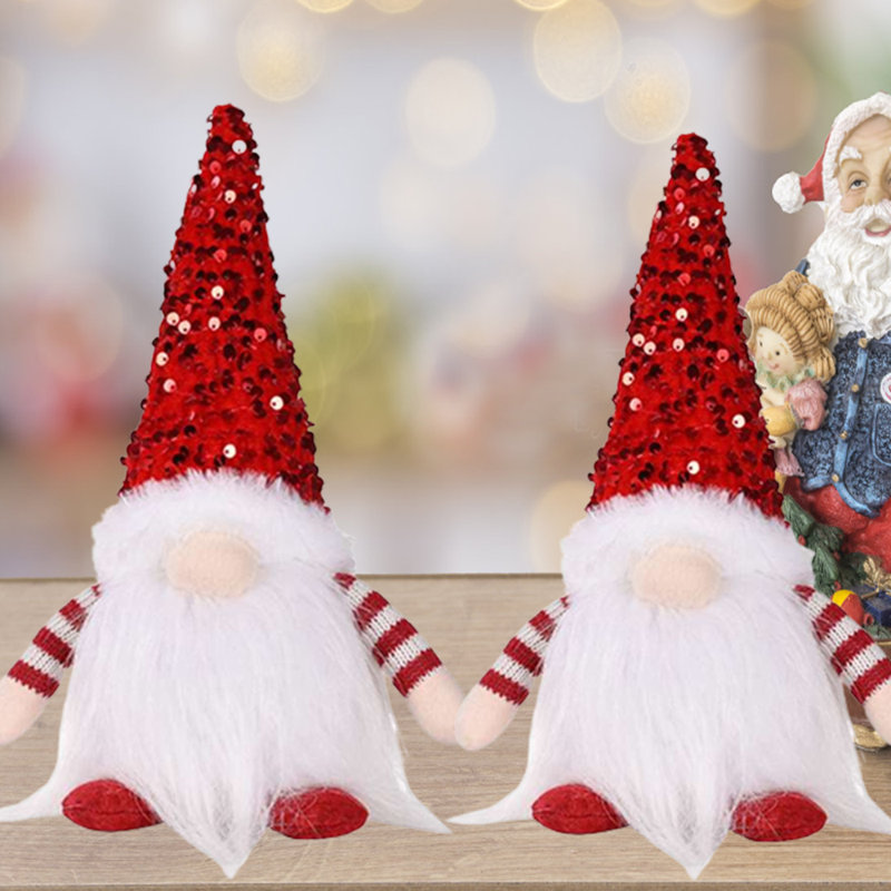 Poupée gnome de Noël scintillante, Rouge