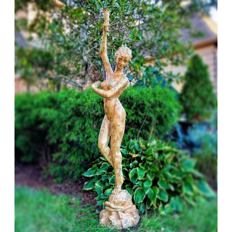 Bronze Lady Holding Shell Fountain