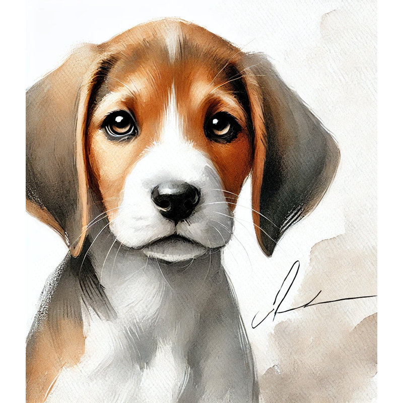«Gentle Beagle Puppy», art mural sur toile, H 16 po x l 12 po