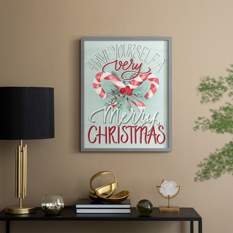 Impression encadrée «Candy Cane» - bois massif, Gris, H 30 po x l 24 po