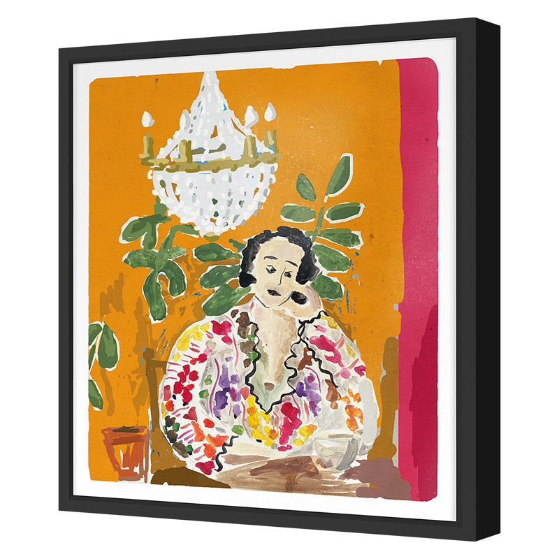 Madeline Orange Print by Dana Gibson, Black, 40" H x 35" W x 1.25" D