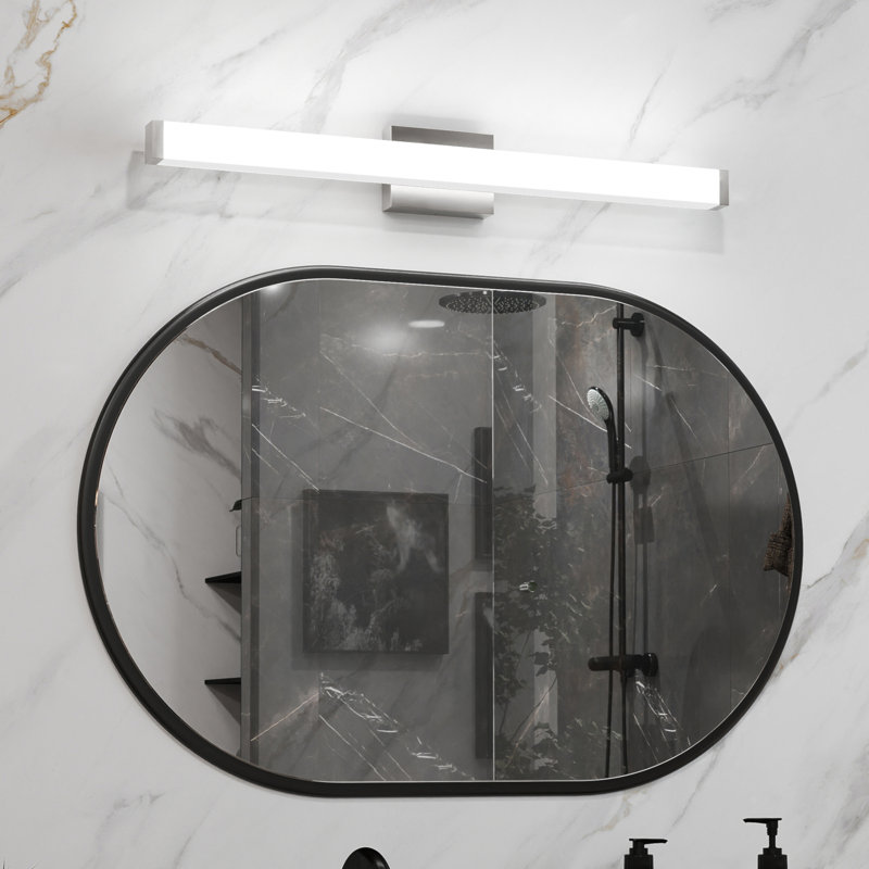 Luminaire de bar pour salle de bain en nickel brossé carré DEL 33 po 18W 6000K