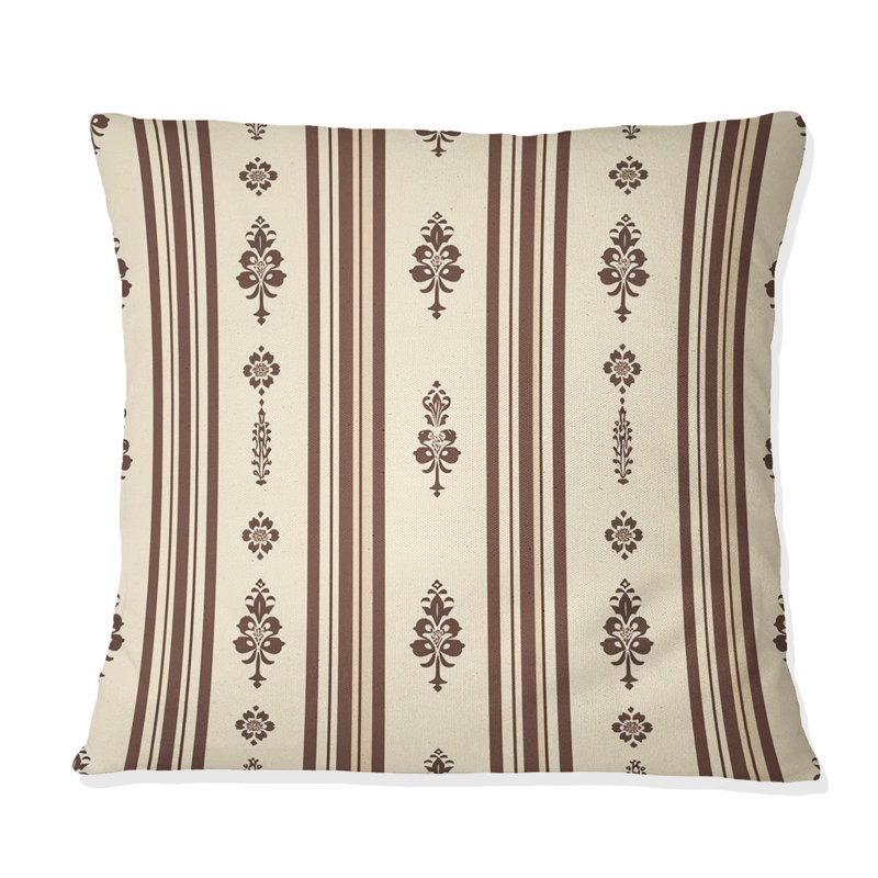 Motif à rayures brun et blanc I - traditionnel, H 16 po x l 16 po