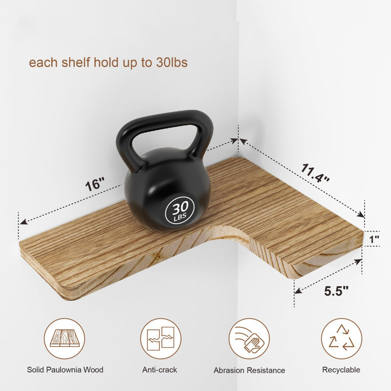 Ensemble de 3 tablettes murales d'angle flottantes